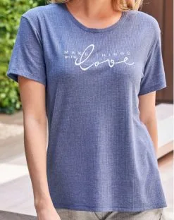 Haut De Pyjama Manches Courtes Mix And Match Massana (Bleu Denim)