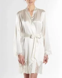 Kimono Aubade Toi Mon Amour 100% Soie (Nacre)