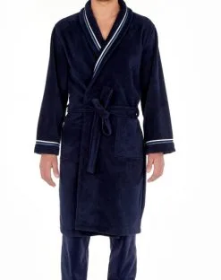 Peignoir éponge HOM Transat 100% Coton (Navy) -Soutien Gorge Soldes peignoir eponge hom transat 100 coton navy 2