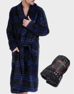 Peignoir Long à Rayures Massana "Winter Velvet" (Plaid Offert)