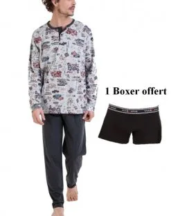 Pyjama Boutonné F1 Massana "Cozy Winter" (Boxer Offert)