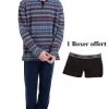 Pyjama Boutonné Punto Milano Massana "Soft & Warm" (Boxer Offert)