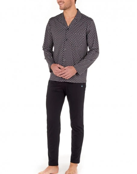 Pyjama Long HOM Fortaleza 100% Coton (Noir Imprimé) 5 Pyjama Long HOM Fortaleza 100% Coton (Noir Imprimé) – Image 3