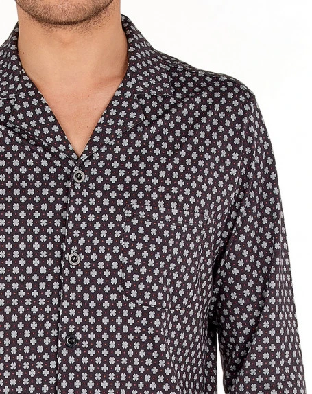 Pyjama Long HOM Fortaleza 100% Coton (Noir Imprimé) 6 Pyjama Long HOM Fortaleza 100% Coton (Noir Imprimé) – Image 4